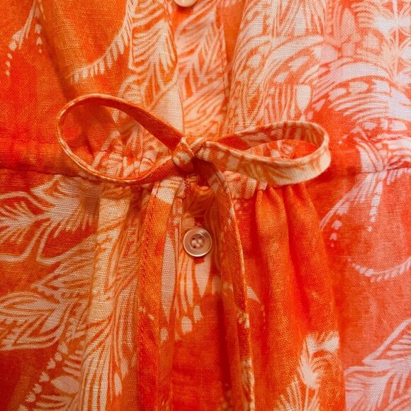 J. McLaughlin Orange and White Sundress with Bishop Sleeves - Picture 6 of 12